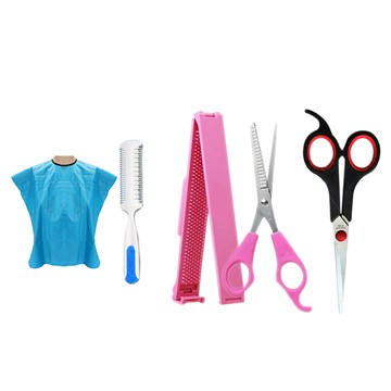 kiret 日本專業剪髮套組 平剪 + 瀏海剪 + 打薄刀 + 半身理髮巾  顏色隨機  1組