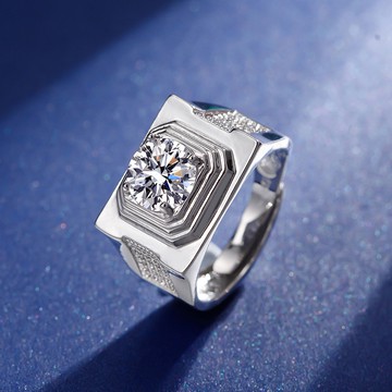 加勒比海 探險家 1克拉 燦爛火光 摩星鑽 莫桑鑽 八心八箭  戒指 可調式戒圍 不退色 33