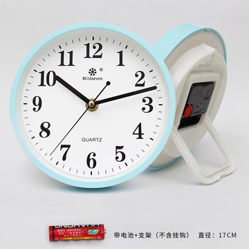17書桌厘米掛座兩用圓形小掛鐘 擺放辦公桌靜音 鐘表小臺