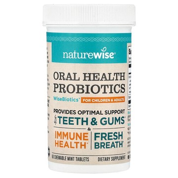 NatureWise, 口腔健康益生菌，兒童和成年人，薄荷味，60 片咀嚼片