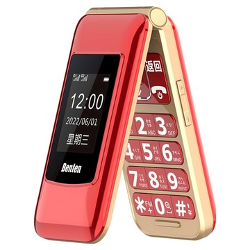 Benten 奔騰 F60+ 4G雙螢幕摺疊按鍵式手機  紅色 + 金色