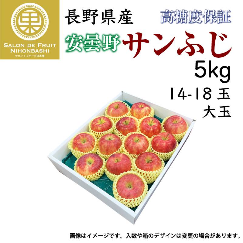 [予約 2023年11月1日-11月30日の納品] サンふじ 14-16玉 大玉 5kg 長野県産 安曇野 あずみの さんふじ 産地箱 りんご 冬ギフト お歳暮 御歳暮