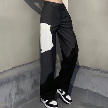 Vekapenox 2024ss設計款顯瘦拼接西裝褲男女ins潮直筒寬松休閑褲