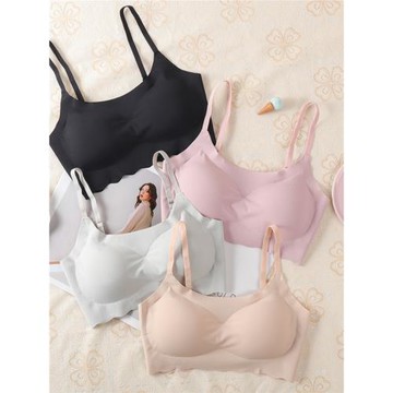 純色無痕少女內衣抹胸一片式夏季新款女舒適彈力無鋼圈帶胸墊學生