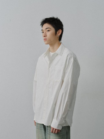 日系復古 純棉方領襯衫