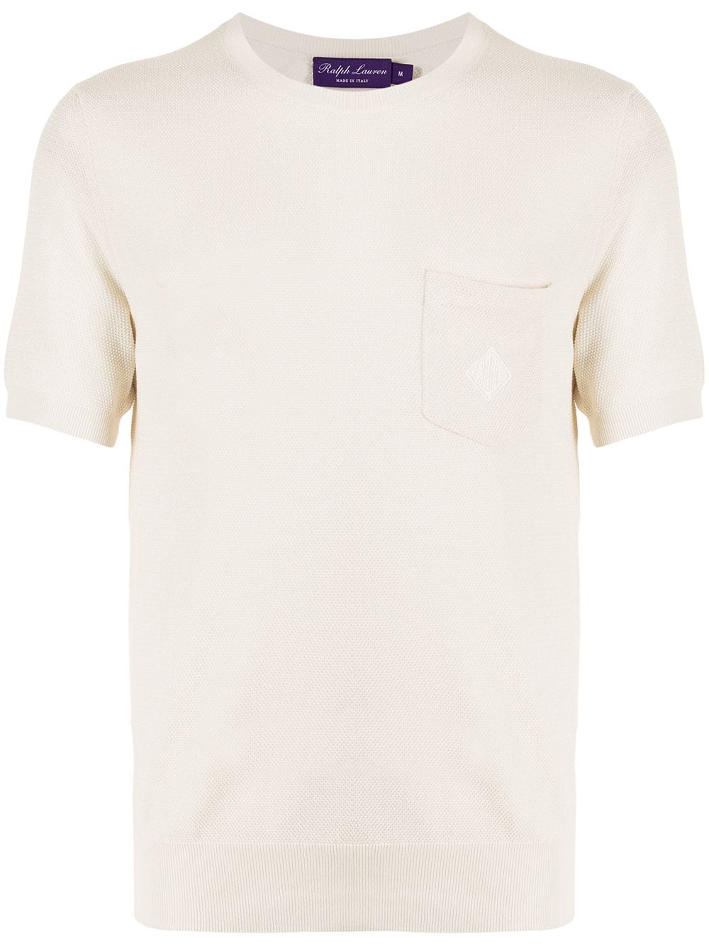 Ralph Lauren Purple Label - logo-embroidered knit top - men - Cotton/Silk - L - Neutrals