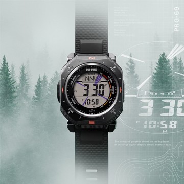 【CASIO 卡西歐】PRO TREK 太陽能 戶外冒險  堅固耐用電子錶款 黑 PRG-69-1_46.4mm