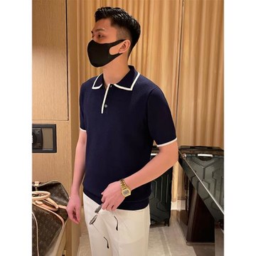 法式輕奢男裝短袖上衣翻領t恤男 夏季新款高級商務修身男士polo衫
