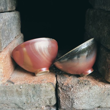 柴燒大茶盞一對