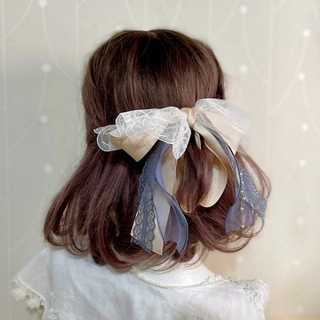 法式浪漫蕾絲墜飾香蕉夾 髮圈 大腸圈 髮束馬尾夾髮夾相交夾髮繩