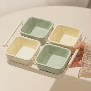 陶瓷水果盤家用客廳高級感分格果盤2023新款點心零食小吃碟干果盤