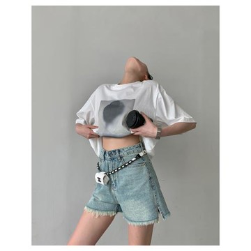PAPERLLL辛間毛邊牛仔短褲女2025新款爆款A字高腰小個子休閑熱褲
