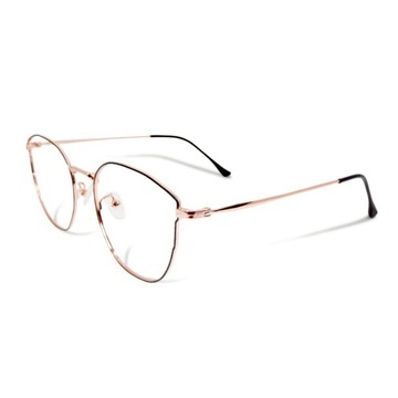 ALEGANT 復古優雅輕量鈦金屬質感縷空貓眼光學鏡框UV400濾藍光眼鏡  145mm  金色