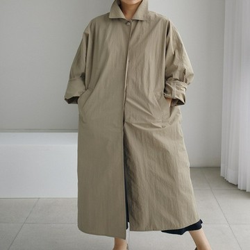 【巴黎精品】現貨+預購 風衣外套休閒大衣-工裝風過膝長款銅氨纖維女外套2色a1in13