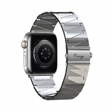 【客製化】亮霧面三角拼接 Apple Watch 不鏽鋼錶帶