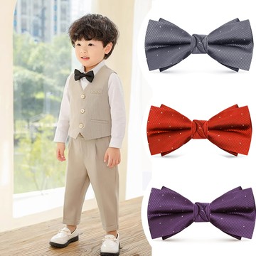 Laifuu.兒童銀絲點扭動新郎主持結婚領結糾糾手工