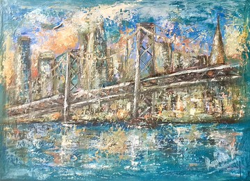 舊金山幻想原創紋理油畫在大畫布上