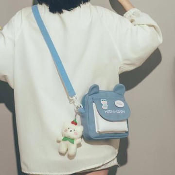 今年流行帆布包包女2023夏新款可愛少女卡通手機包甜美仙女斜挎包