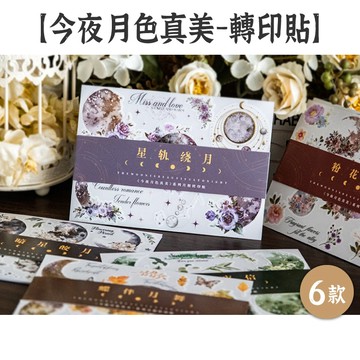 RAYRAYGO 番茄醬少女 轉印貼紙【今夜月色真美系列】6款 PVC 花卉貼紙 月球貼紙 文字貼紙 手帳貼紙 布印貼紙