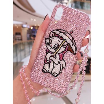 適用于iPhone16pro max蘋果15plus手機殼12粉色水鉆可愛卡通貓14保護套13防摔