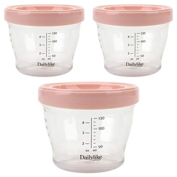 Dailylike Bonbon 嬰兒副食品透明刻度分裝罐  130ml  粉色  3個
