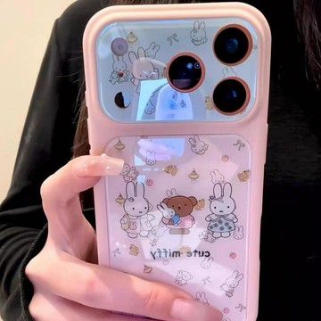 小熊兔子適用蘋果17AIR/16PROMAX手機殼15PLUS大視窗14iPhone13套