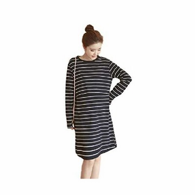 ボアソルチ 授乳服 前開き 授乳口付き ボーダー ワンピース 長袖 マタニティ ウエア ネイビー Xl 通販 Lineポイント最大get Lineショッピング