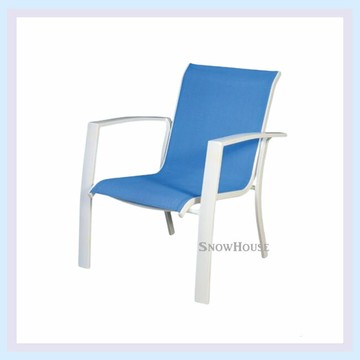 雪之屋 鋁合金沙網椅(白管籃網)/休閒椅/戶外椅/涼椅 A14013