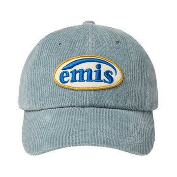 韓國 emis CORDUROY WAPPEN BALL CAP (RENEWAL) 韓製 徽章燈芯絨棒球帽 灰藍ASH BLUE