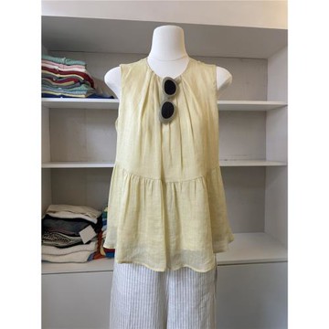 十三行夏季新款韓版寬松圓領拼接簡約通勤顯瘦百搭天絲麻無袖上衣