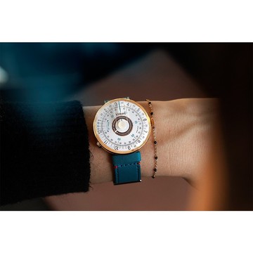 KLOK-08-D5 孔雀藍錶頭+單圈細直皮革錶帶 ( 18mm )