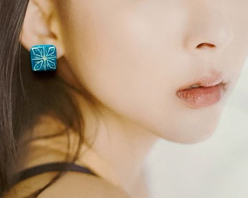 可愛復古小花磚/花窗系列 - 手作/手繪耳環