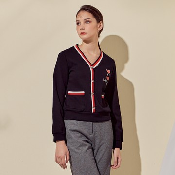 CLL巧玲瓏 LOVE紅白搭配V領長袖上衣 0583106