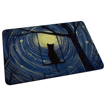 台灣製造 插畫風系列 軟式珪藻土地墊 吸水地墊-線圈貓貓60*40*0.5cm_廠商直送