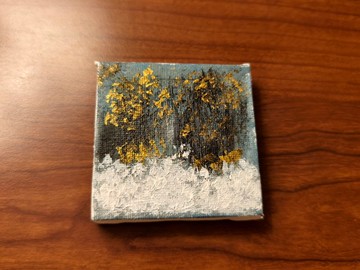 迷你掛畫/壓克力水彩畫/抽象畫/風景畫/療癒畫/金色畫