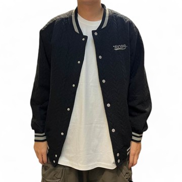 NCAA 外套 黑灰 麻花編織 刺繡 落肩 棒球外套 中性 7455140120