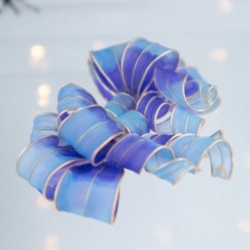 Sky Ice Blue Ribbon 藍色 緞帶耳針