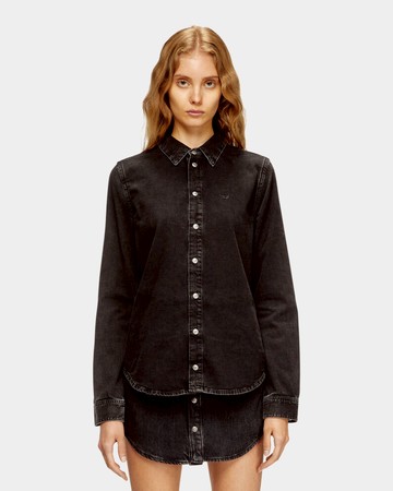 DIESEL 黑色牛仔長袖襯衫 - M