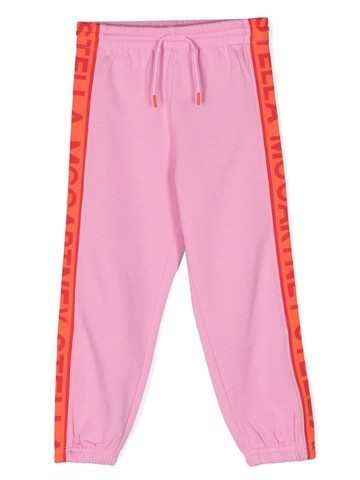 Stella McCartney Kids - logo-print tapered-leg track pants - kids - Cotton/Polyester - 14 - Pink