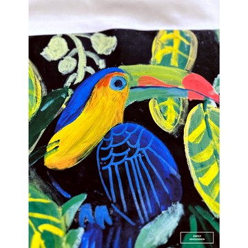 『老爺有喜』重磅繪畫小鳥刷毛大學T-白(NOF2311F007)