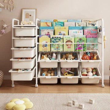 繪本玩具一體置物架兒童繪本架閱讀架多層玩具收納架寶寶書柜