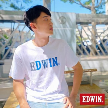 EDWIN 男裝 再生系列 CORE回收布LOGO短袖T恤 (白色)