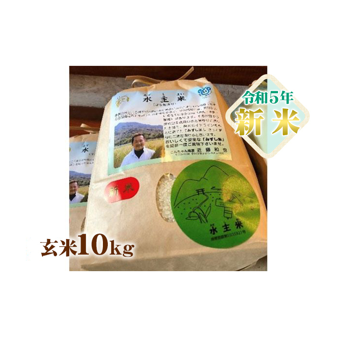 令和5年地域ブランド有機米「こんちゃん農園の水主米(みずしまい)」玄米10kg