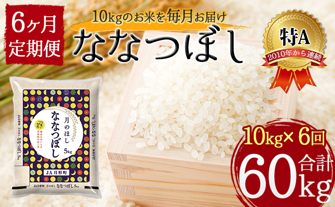 北海道 定期便 6ヵ月連続6回 令和5年産 ななつぼし 5kg×2袋 特A 精米 米 白米 ご飯 お米 ごはん 国産 北海道産 ブランド米 おにぎり ふっくら 常温 お取り寄せ 産地直送 R5年産 送料無料