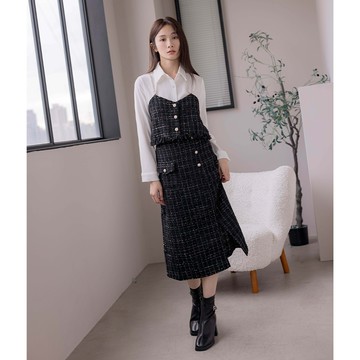 【秋冬新品】HS 小香派對套裝長裙 黑色