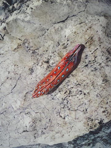 木刻手繪墜飾 - 羽毛