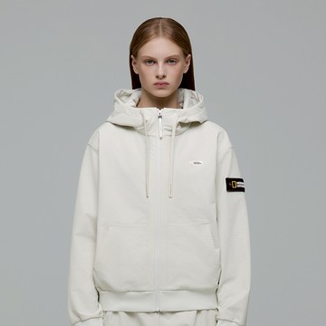 女裝 ARCHELON 雙層刷毛全開拉鍊連帽外套 - 淺米色