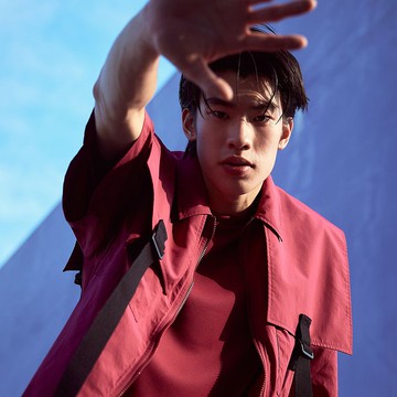 【寶特瓶紗】台灣製 -寬版造型五分袖工裝外套(男) - 覆盆子深粉