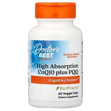 Doctor's Best, 高吸收率輔酶 Q10 和 PQQ，60 粒素食膠囊