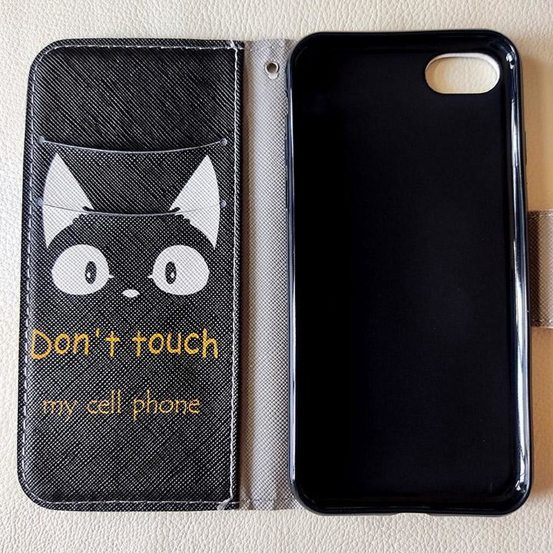 最新 わずらわしく スマホケース パープル 黒猫 iPhone7/8/SE ねこ スポーツ選手